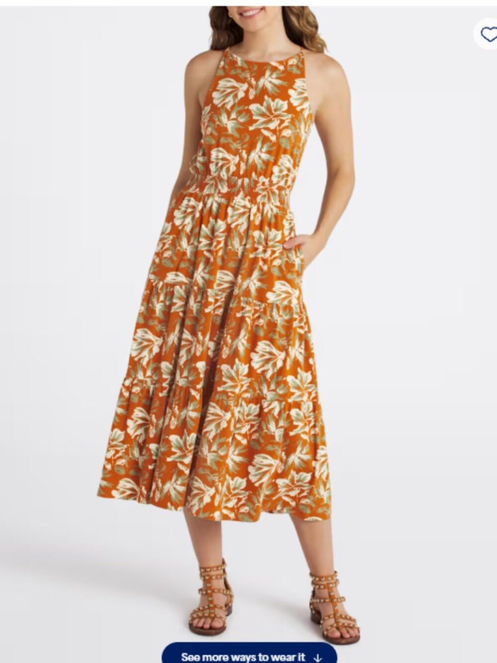 Market & Spruce Burnt Orange Marea Halter Neck Floral Maxi Dress
